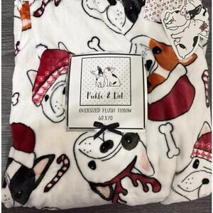Pickle & Dot Frenchie French Bulldog Christmas Holiday Plush Blanket NWT NEW